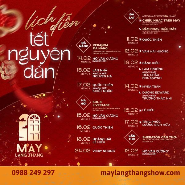 lịch diễn mây lang thang